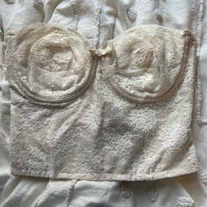 Vintage Jezebel Corset top, white cream Lacey